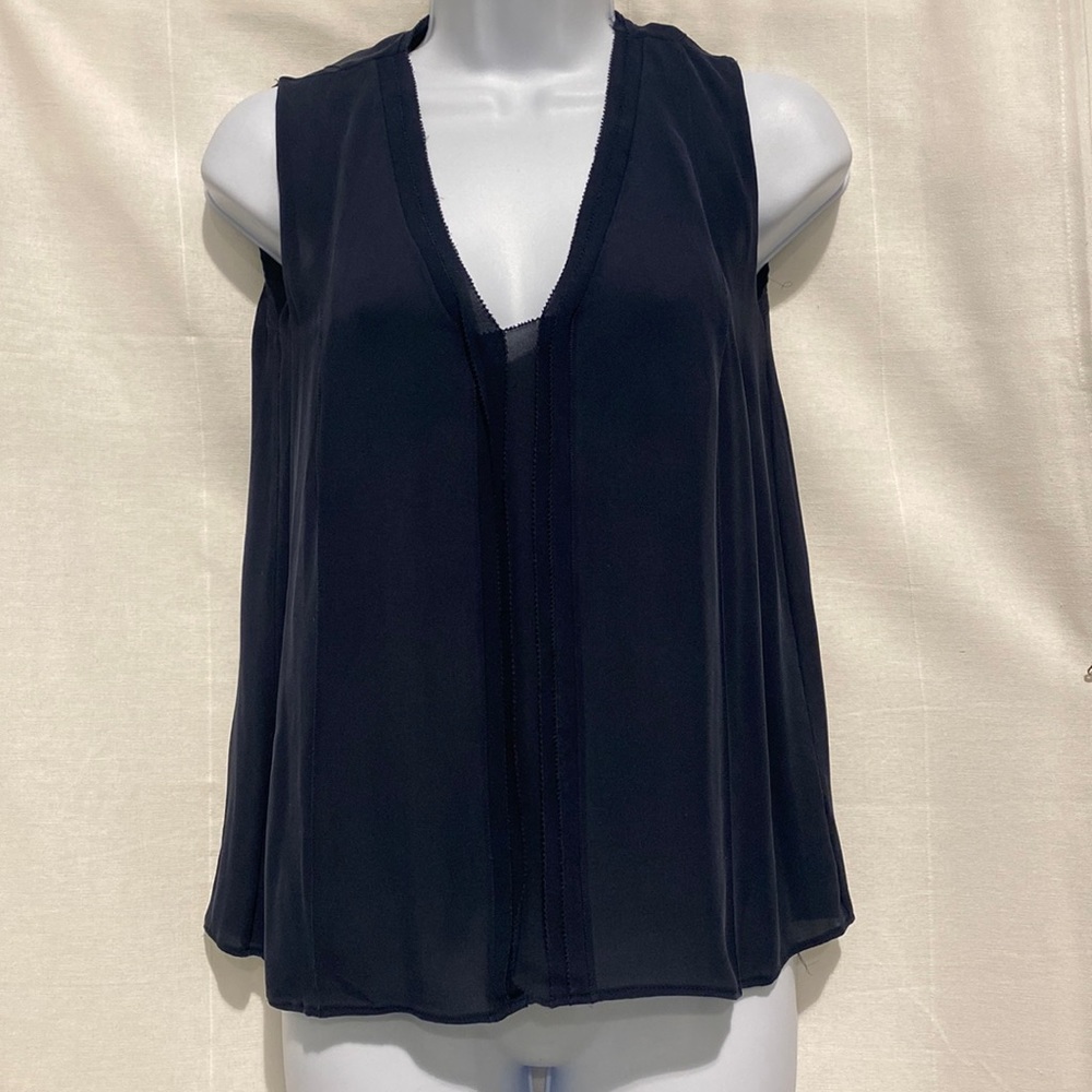 Vince Navy Sheer Silk Top